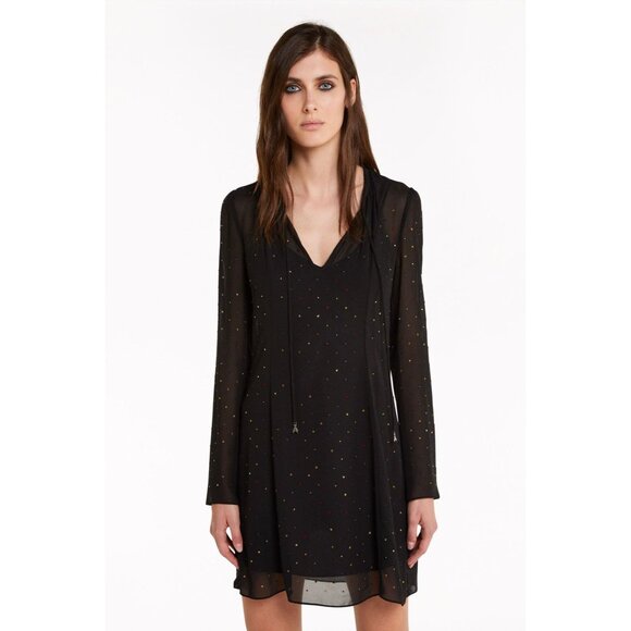 Black Shimmering Patrizia Pepe Italian Designer Dress Multicolor Metallic Dots - Picture 1 of 8